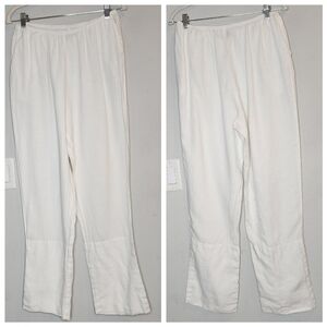Flax White Linen pullon stretch waist pants.  Women's size medium. Pockets